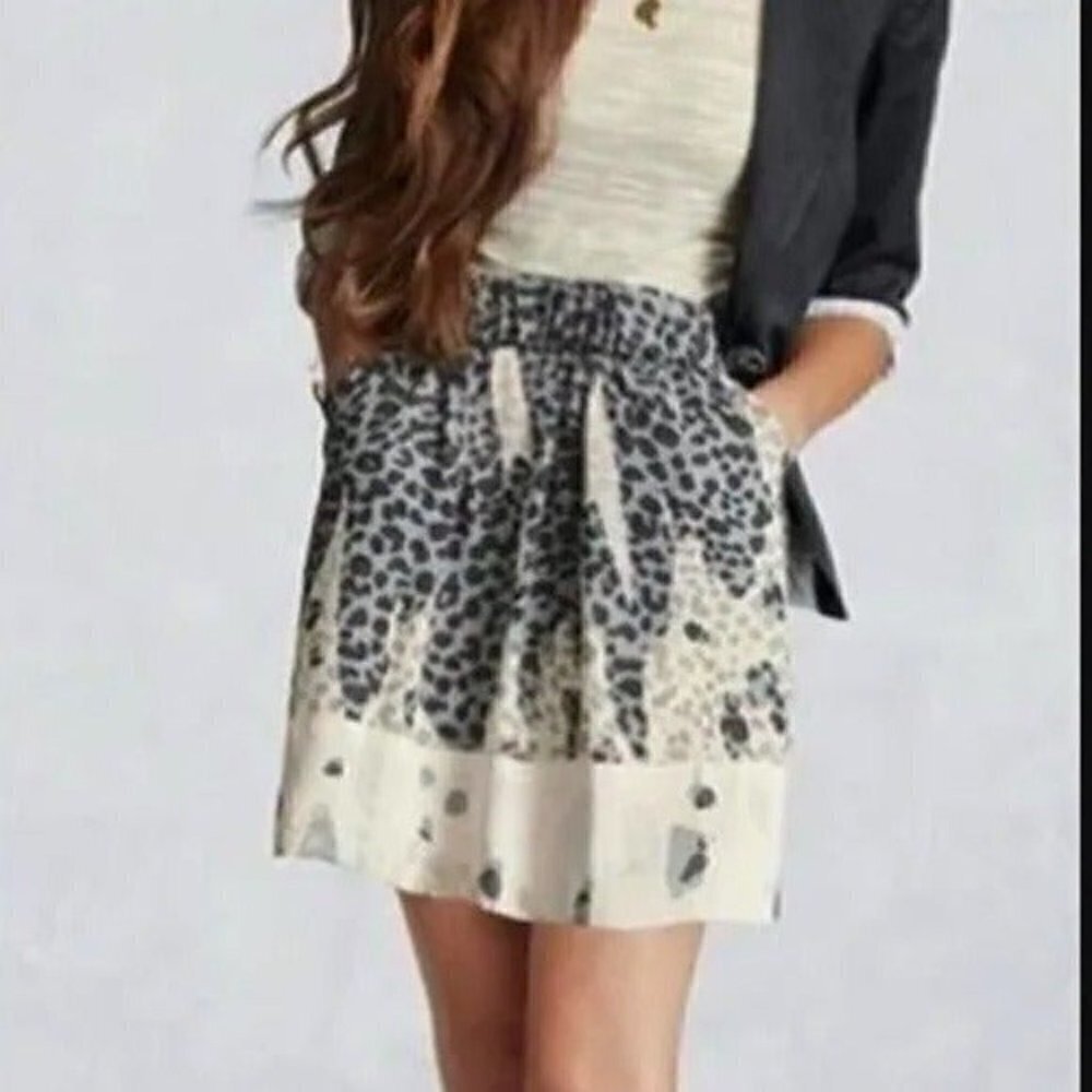 CAbi mini skirt women Leopard Pleated M beige casual y2k Vacation Festival Boho